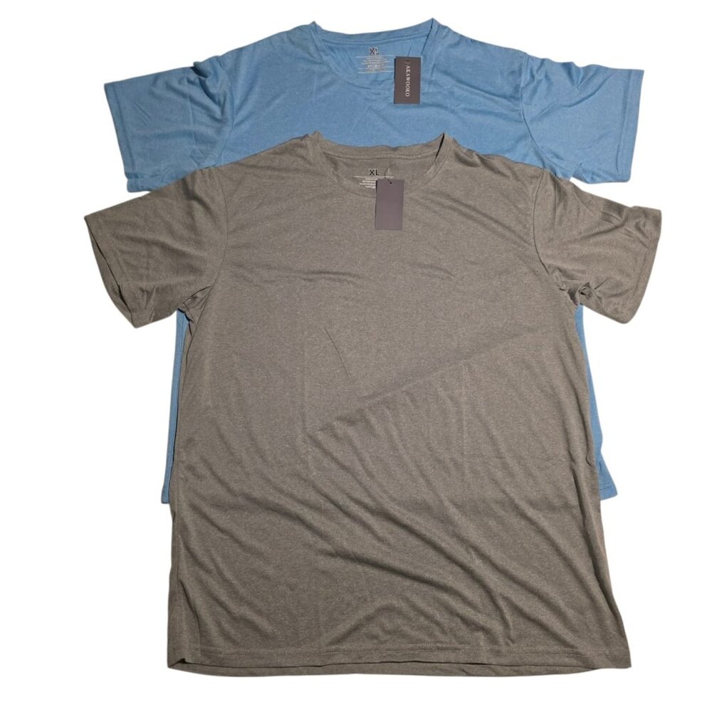 AKAWOOKO Athletic T-Shirt Short Sleeve Lot Of 2 Blue & Gray Heathered XL NEW NWT
